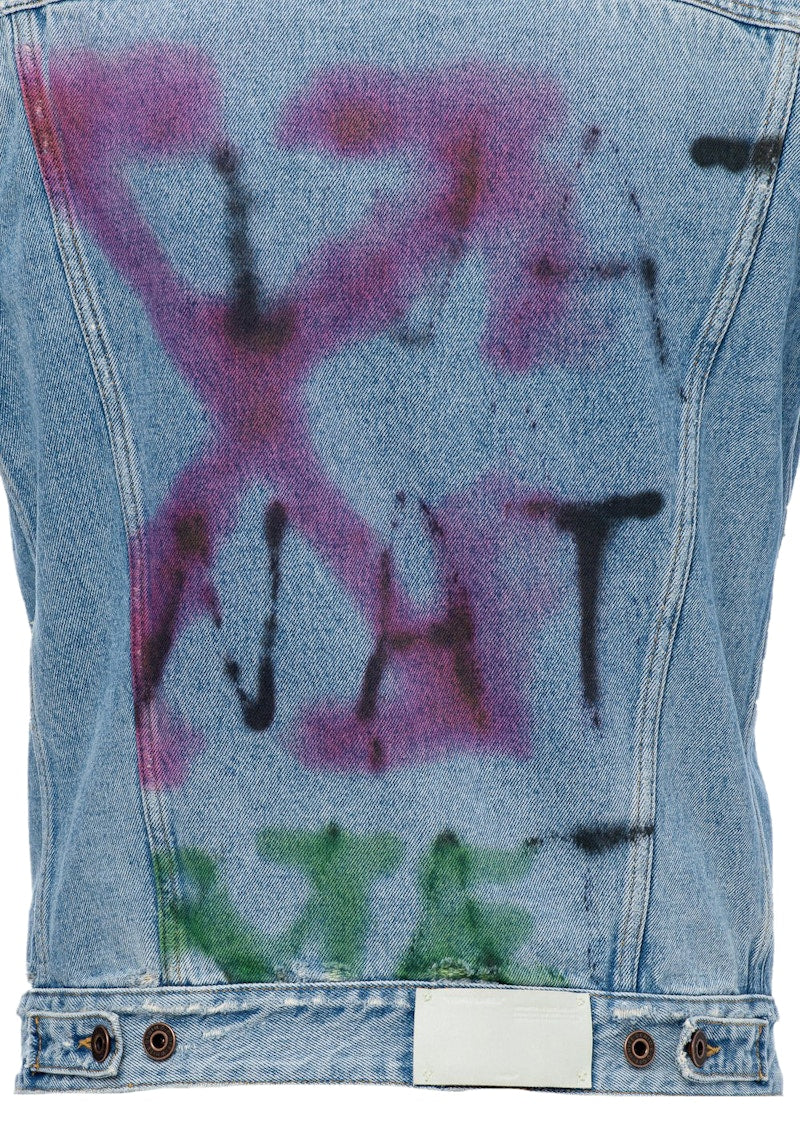 OFF-WHITE Slim Bleached Denim Jacket Indigo/Multicolor