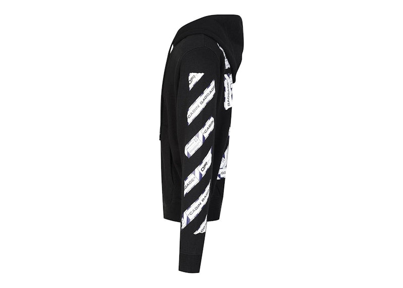 OFF-WHITE Slim Fit Airport Tape Zip Up Hoodie Black/Multi
