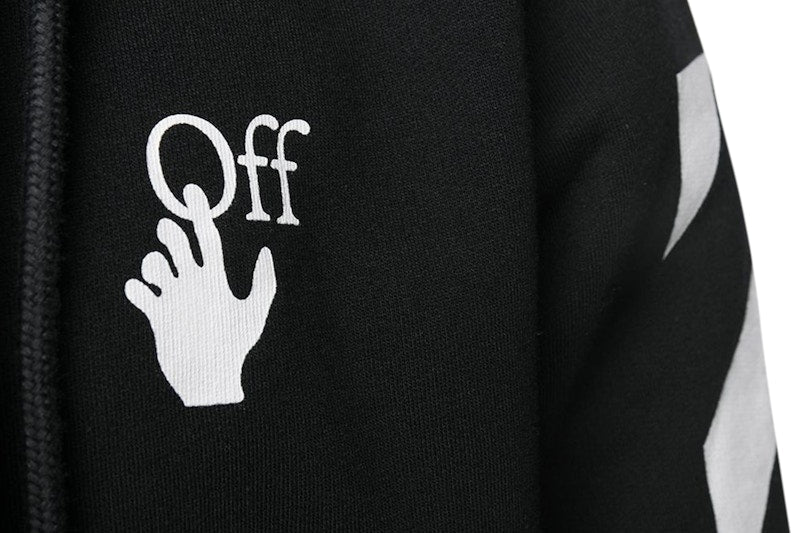 OFF-WHITE Slim Fit Arrows Diag Zip Up Hoodie Black/White