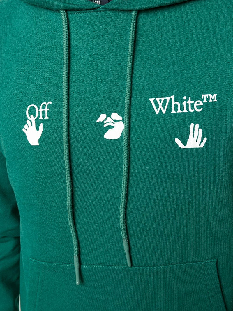 OFF-WHITE Slim Fit Big Logo Hoodie Dark Green/White
