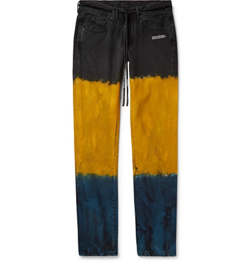 OFF-WHITE Slim Fit Dip Dyed Denim Jeans Black/Saffron/Storm Blue