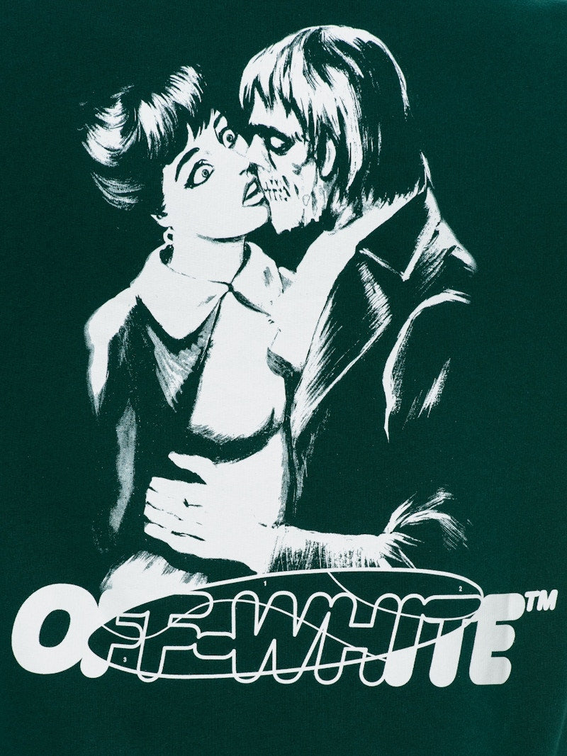 OFF-WHITE Slim Fit Kiss 21 Hoodie Dark Green/White