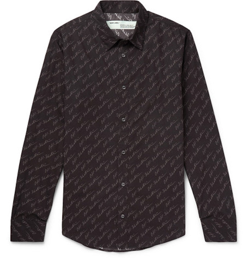 OFF-WHITE Slim Fit Logo Print Shirt Black/Grey