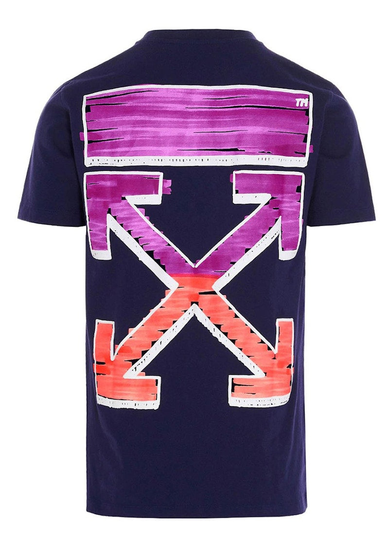 OFF-WHITE Slim Fit Marker Arrows T-Shirt Navy Fuchsia