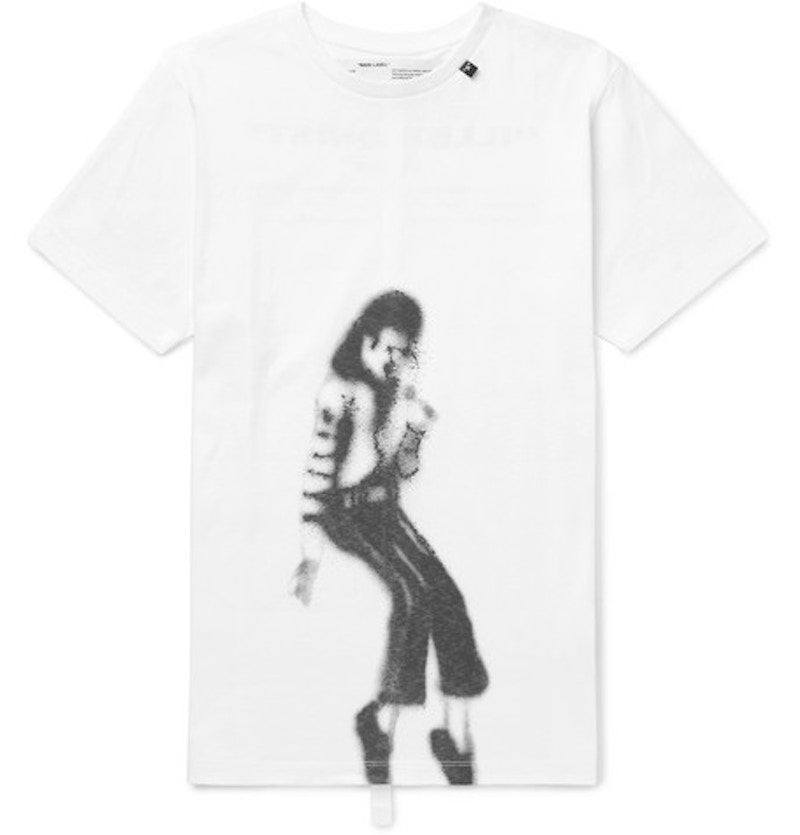 OFF-WHITE Slim Fit Michael Jackson Graphic Print T-shirt White/Black
