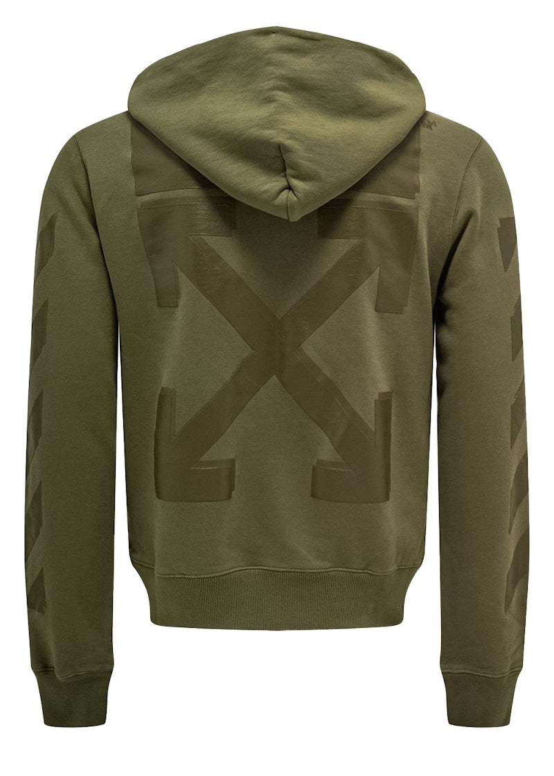 OFF-WHITE Slim Fit Rubber Arrows Hoodie Green
