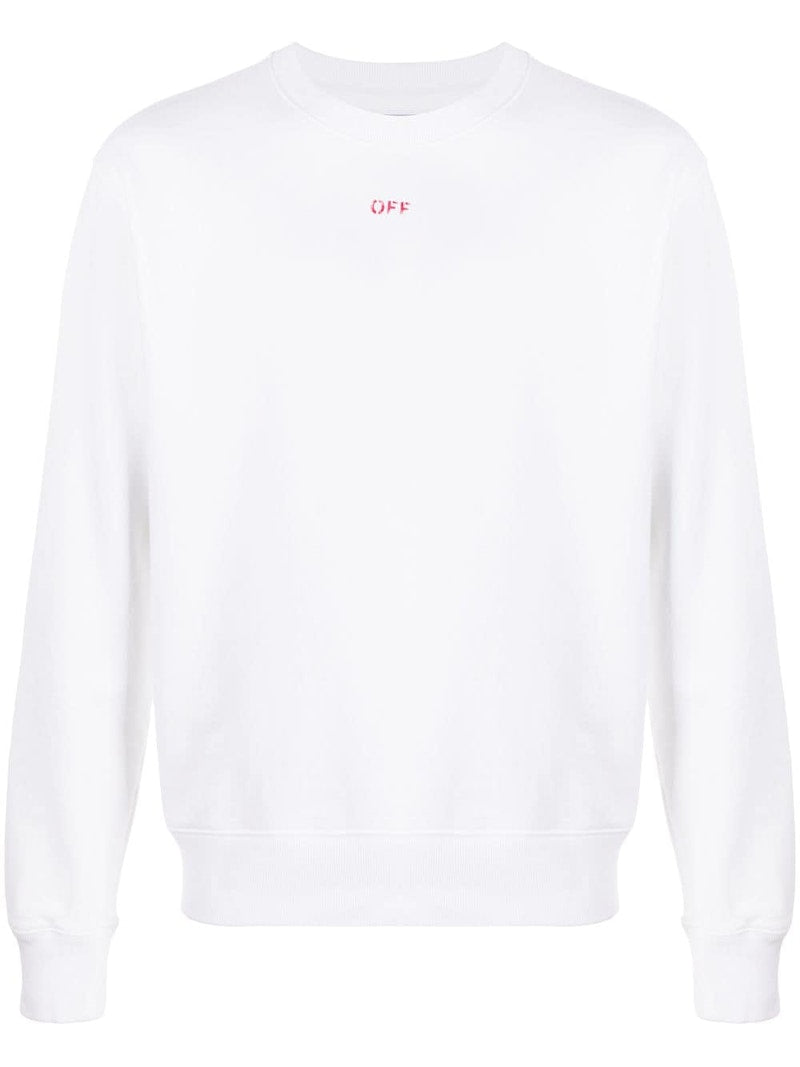 OFF-WHITE Slim Fit Stencil Crewneck Sweatshirt White/Red