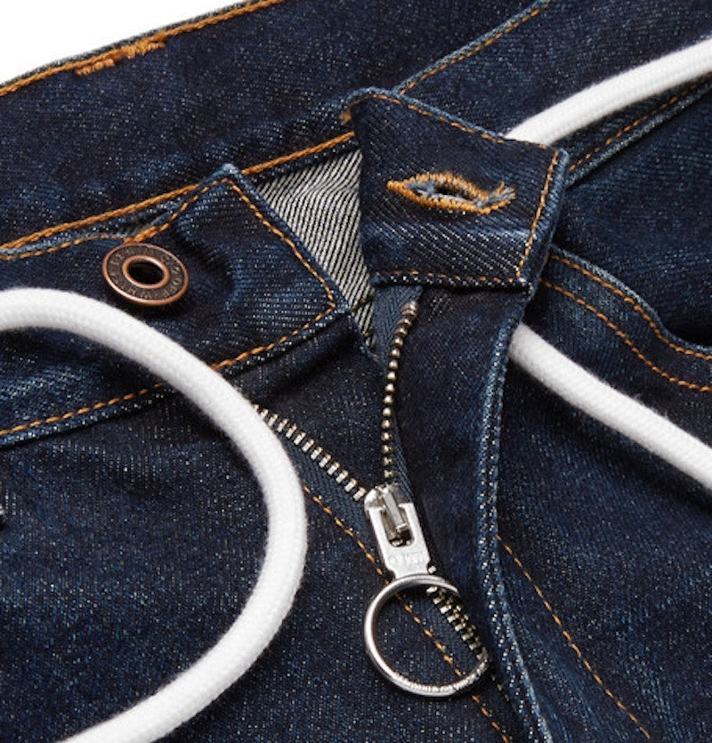 OFF-WHITE Slim Fit Striped Denim Jeans Dark Blue/White