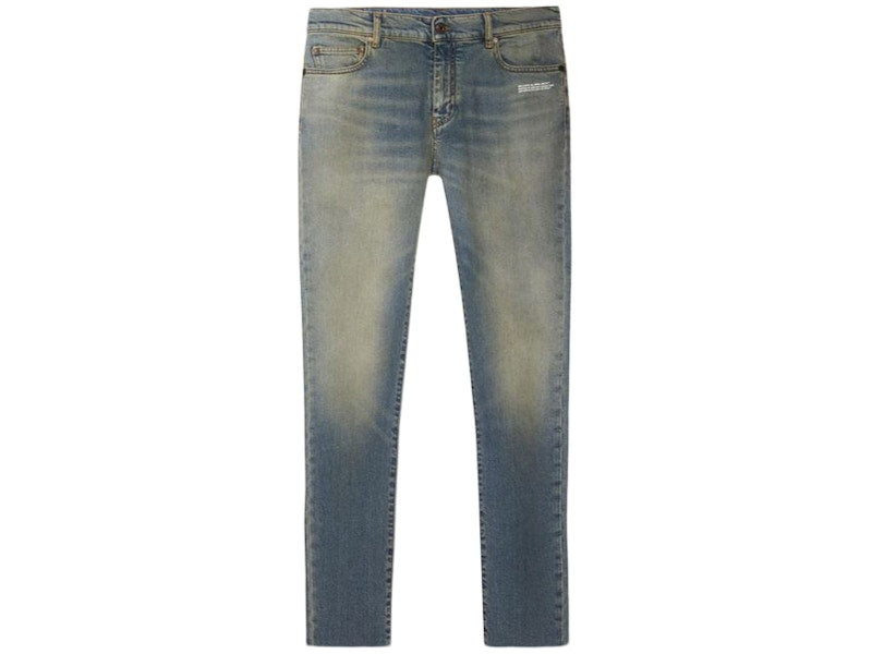 OFF-WHITE Split Slim Fit Denim Jeans Vintage Wash/White