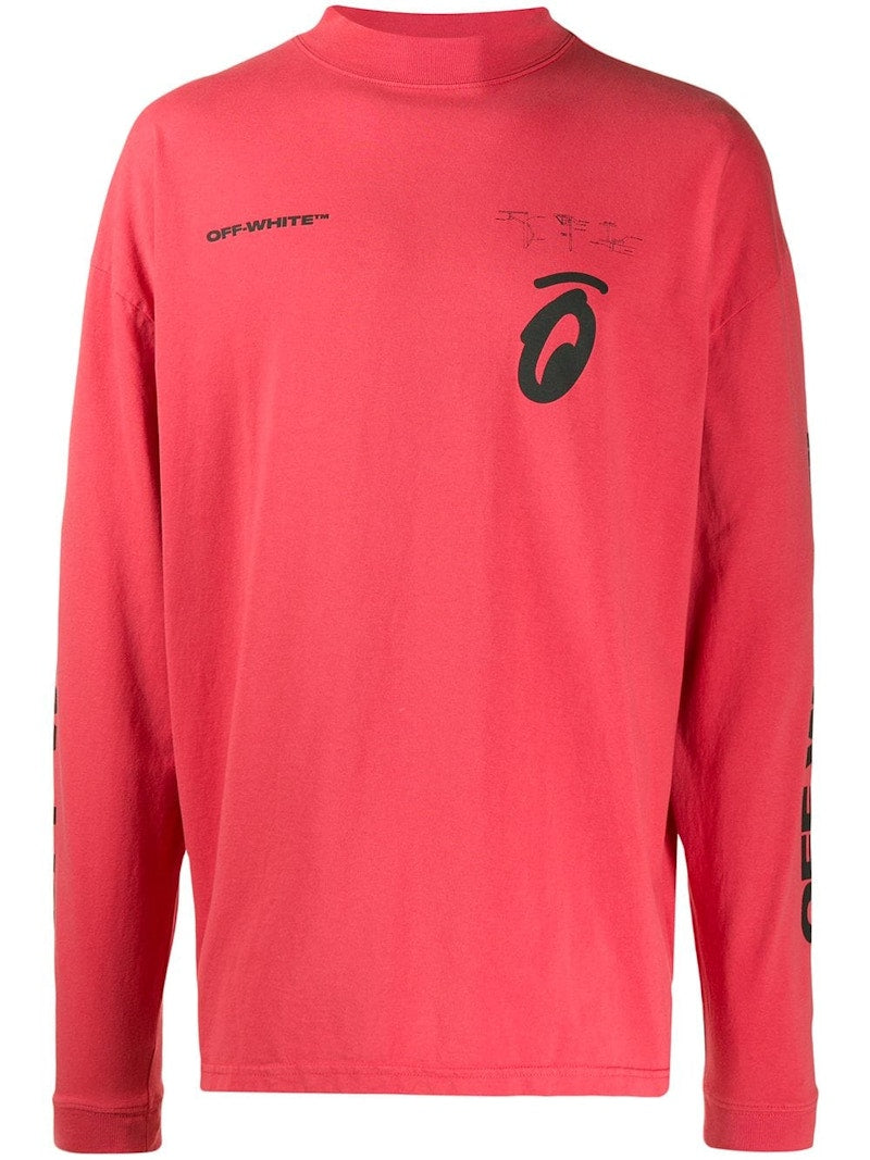 OFF-WHITE Splitted Arrows Logo L/S Tee Red