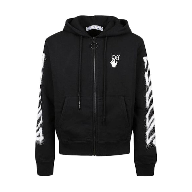 OFF-WHITE Spray Marker Arrows Zip Up Hoodie Black