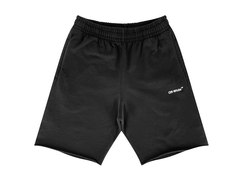 OFF-WHITE Spray Paint Diag Logo Print Shorts Black/White