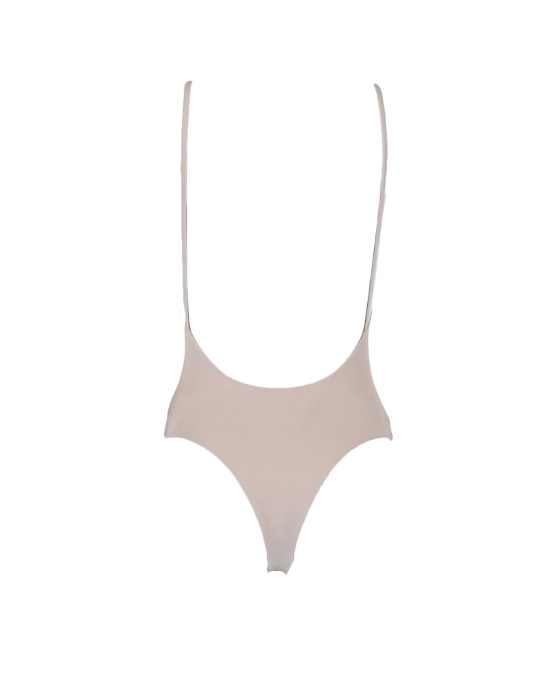 OFF-WHITE Straight Neckline Sleek Bodysuit Beige