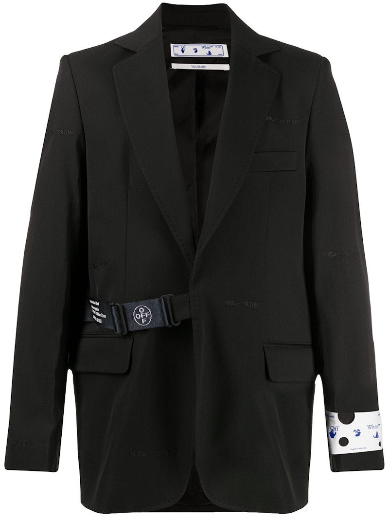 OFF-WHITE Strap Fastening Blazer Jacket Black/White