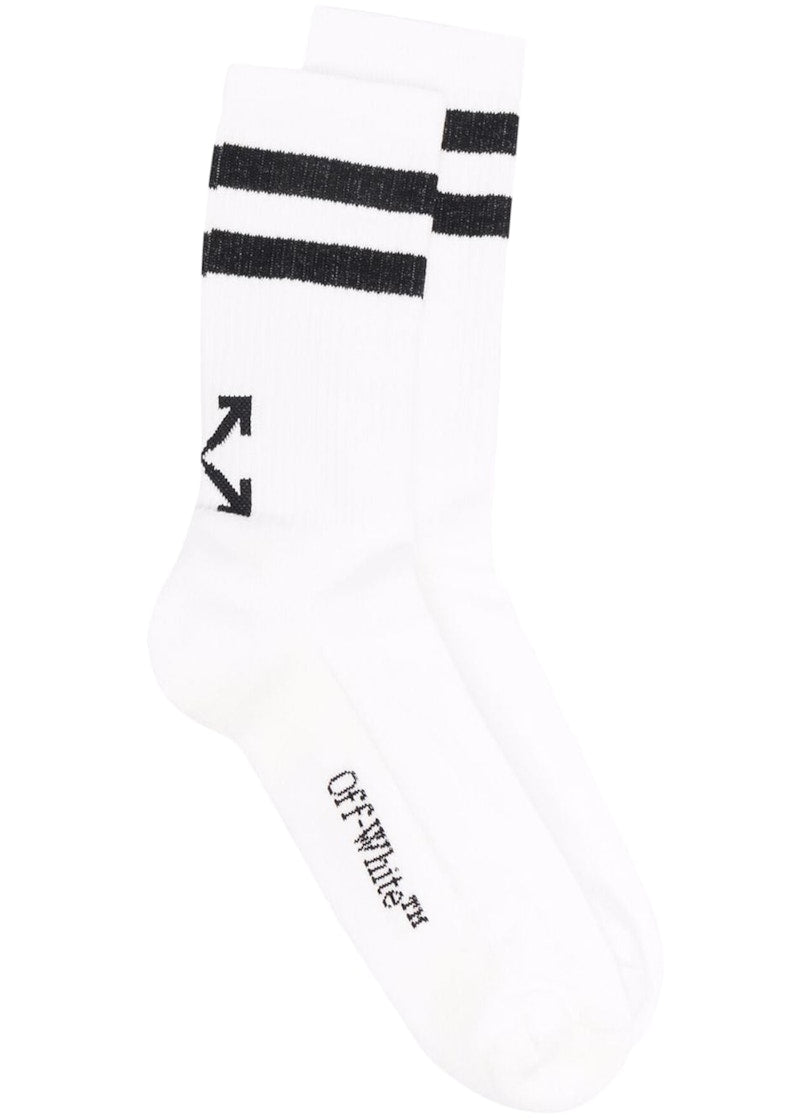 OFF-WHITE Striped Arrow Socks White Black