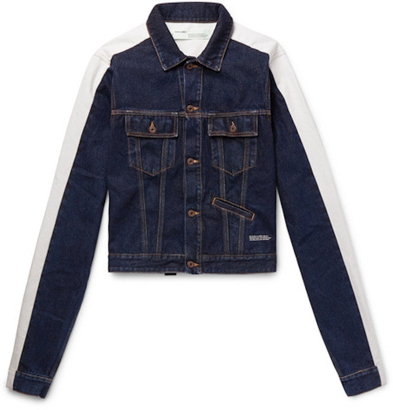 OFF-WHITE Striped Denim Jacket Dark Blue/White