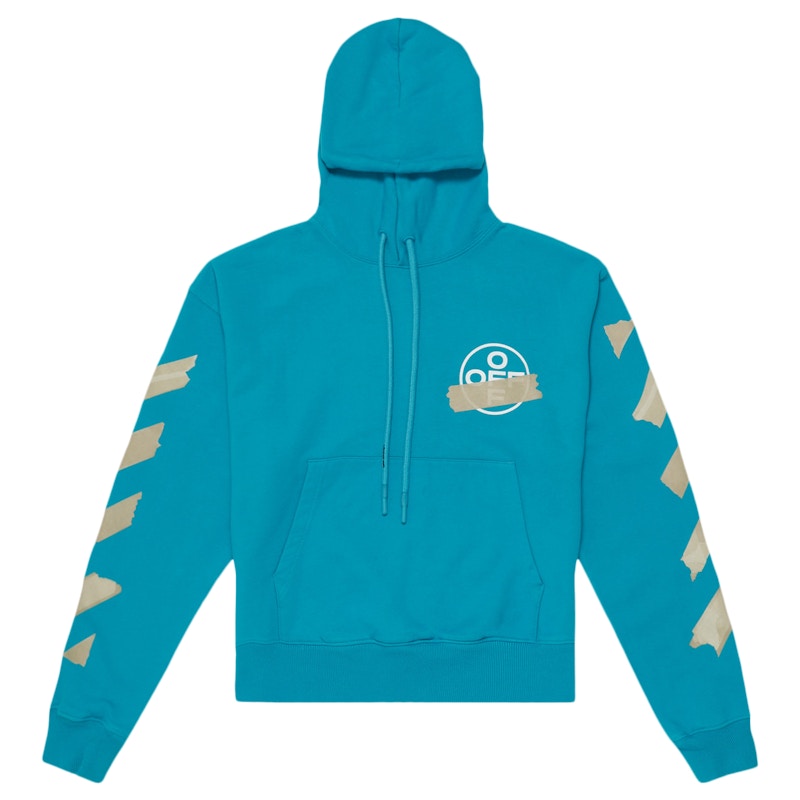 OFF-WHITE Tape Diag Arrows Hoodie Petrol Blue/Beige