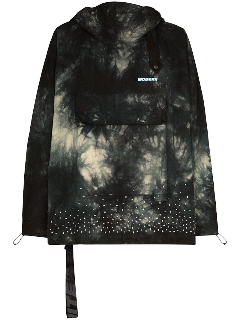 OFF-WHITE Tie Dye Crystal Embellished Hooded Jacket Black