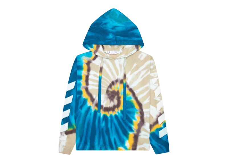 OFF-WHITE Tie Dye Knit Hoodie Bone/Blue/White