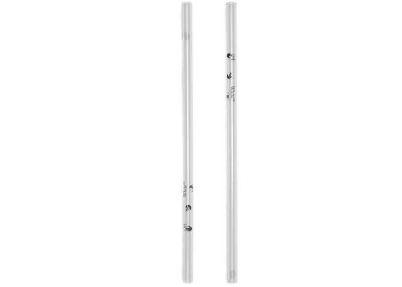 OFF-WHITE Transparent Glass Straws Set