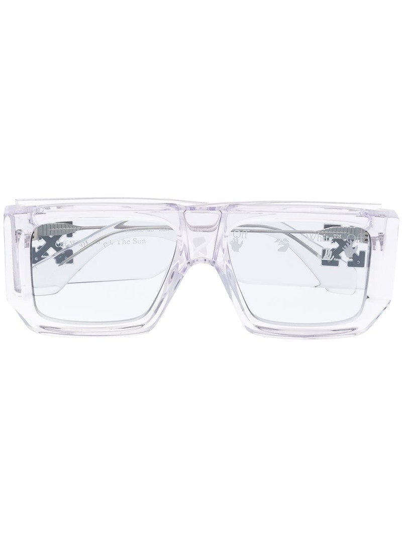 OFF-WHITE Tropez Rectangular Frame Sunglasses Transparent/White (OMRI013S21PLA0017900)