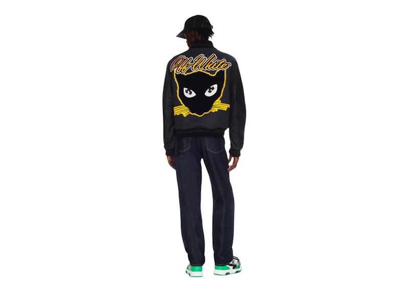 OFF-WHITE Vars Cat Leather Jacket Black/Yellow