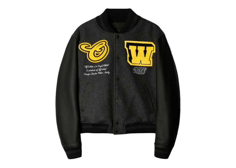 OFF-WHITE Vars Cat Leather Jacket Black/Yellow