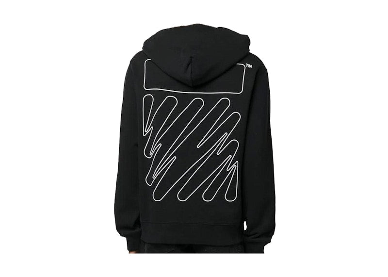 OFF-WHITE Wave Outl Diagonal Slim Hoodie Black/White