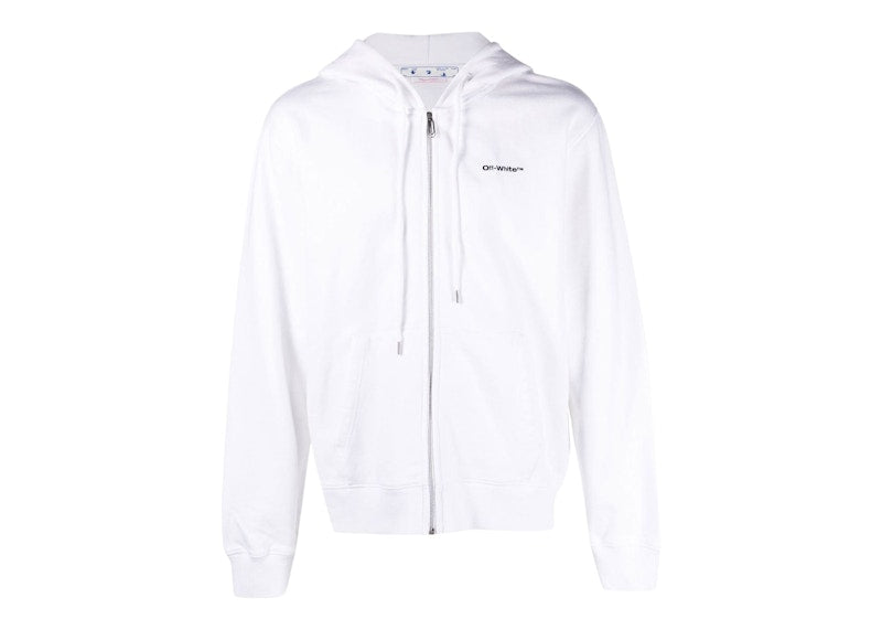 OFF-WHITE Wave Outl Diagonal Slim Zip Hoodie White/Black