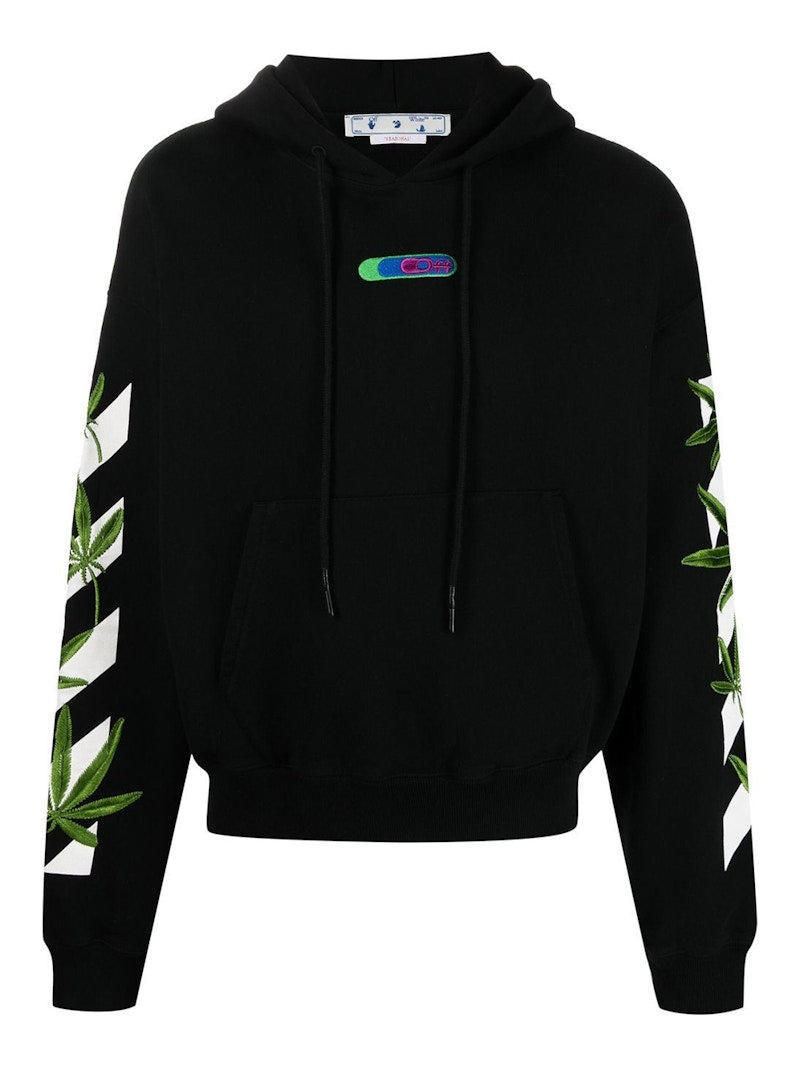 OFF-WHITE Weed Arrows Oversized Hoodie Black/White/Green