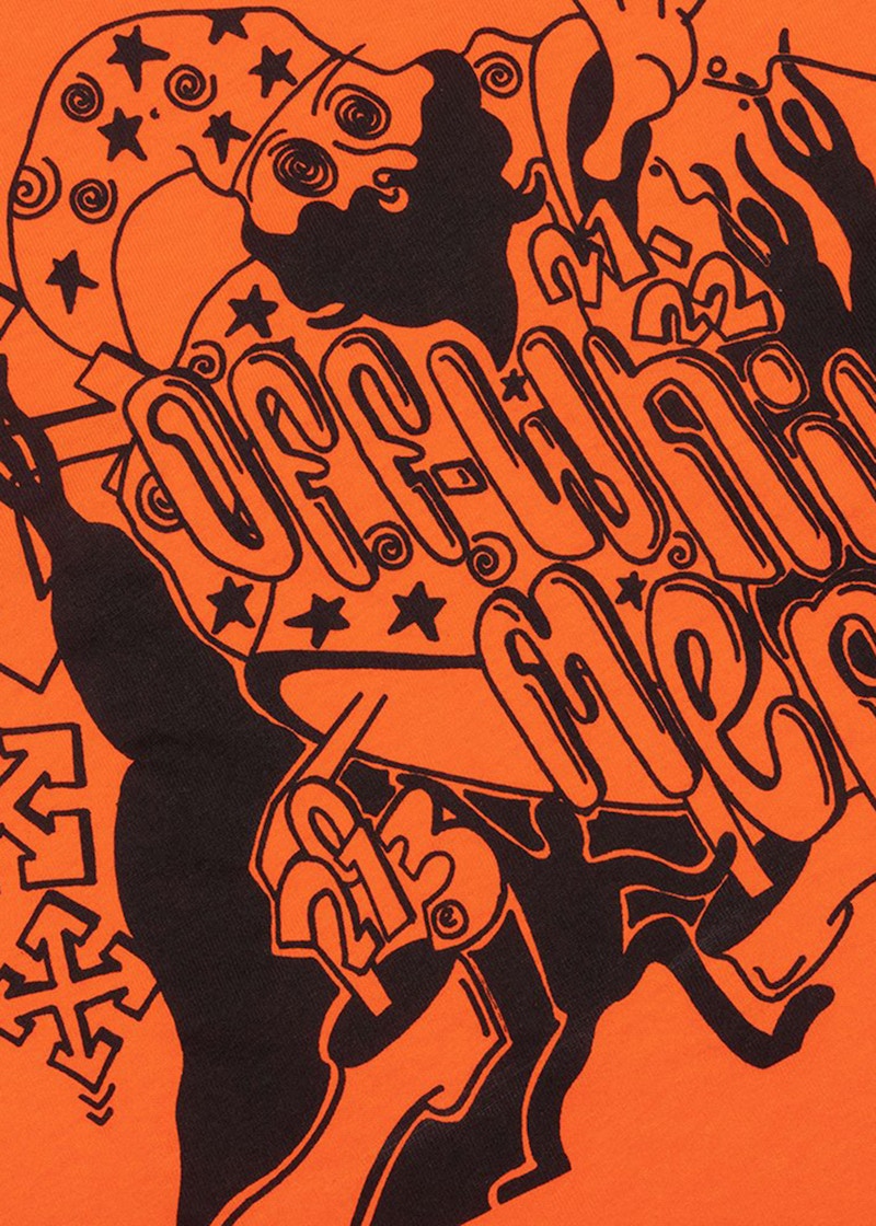 OFF-WHITE Wizard Flyer Print Slim Fit T-Shirt Orange Black
