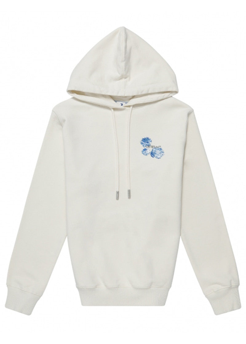 OFF-WHITE Womens Floral Arrows Hooded Sweatshirt White Blue