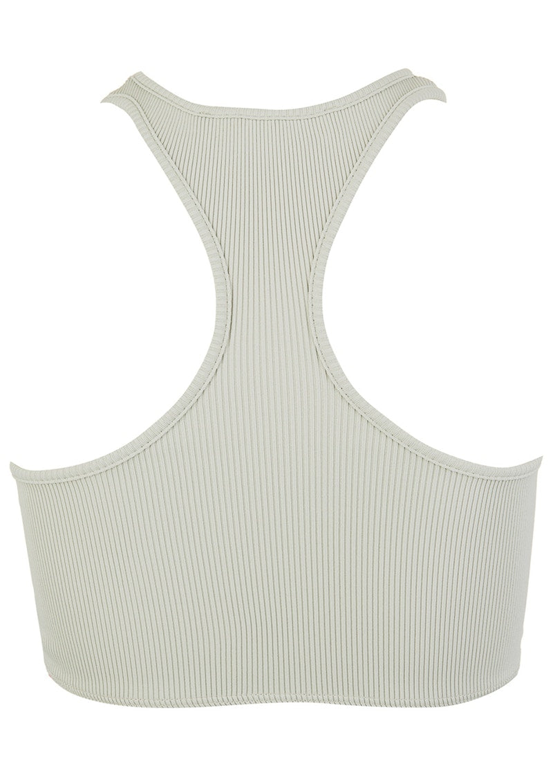 OFF-WHITE Womens Off Logo Print Ribbed Vest Grey