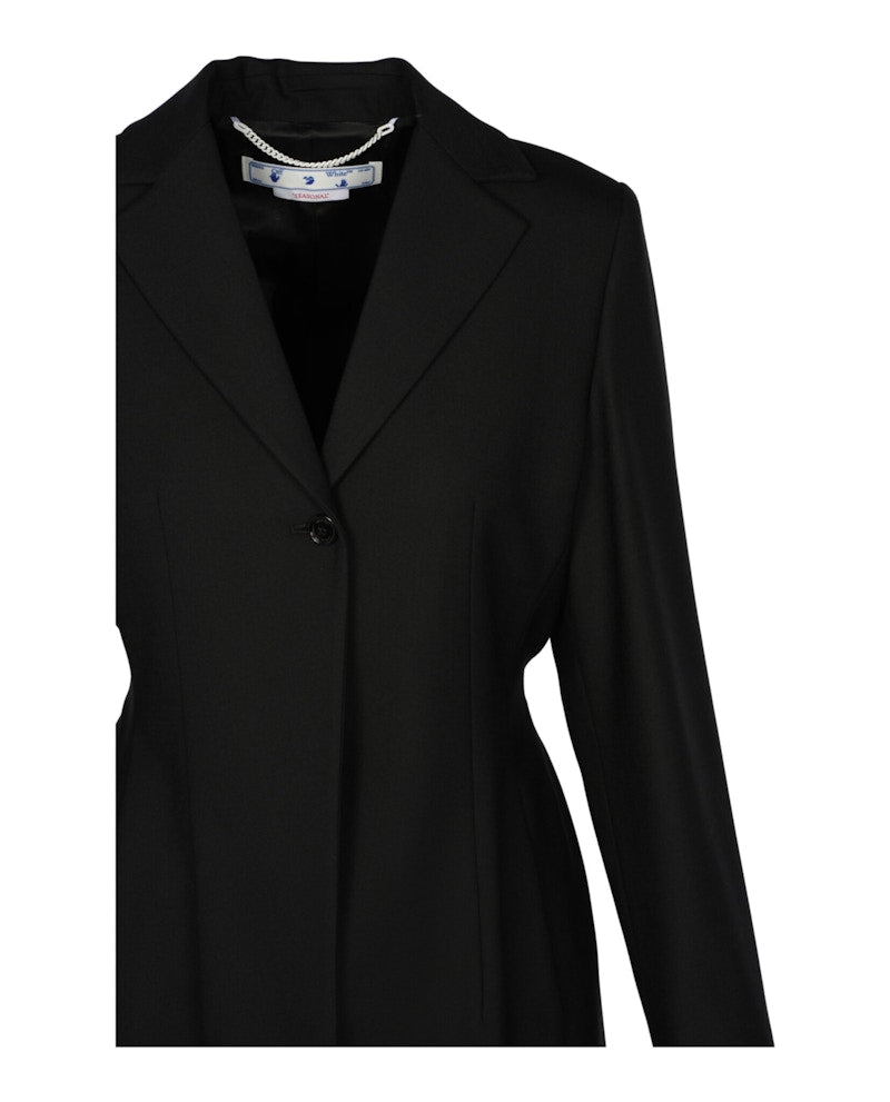OFF-WHITE Wool Blend Relaxed Fit Blazer Black
