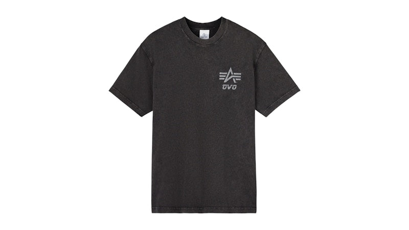 OVO Alpha Industries Garment Dyed T-Shirt Black Sand