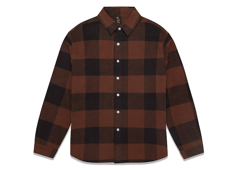 OVO Buffalo Plaid Flannel Shirt Brown
