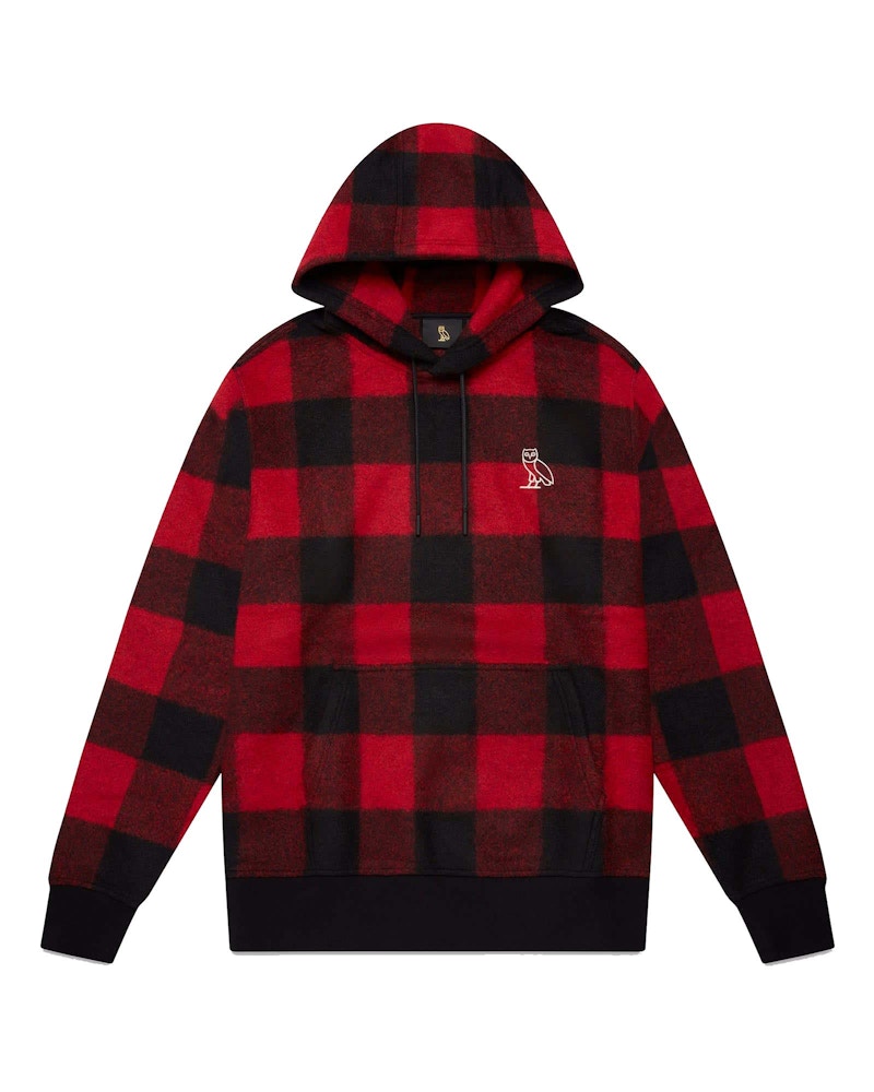 OVO Buffalo Plaid Wool-Blend Hoodie Red/Black
