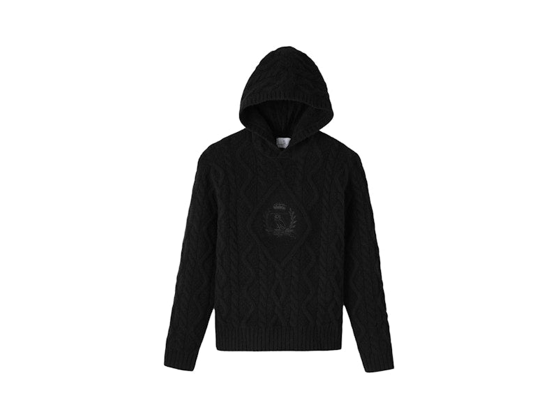 OVO Cable Knit Crest Hoodie Black