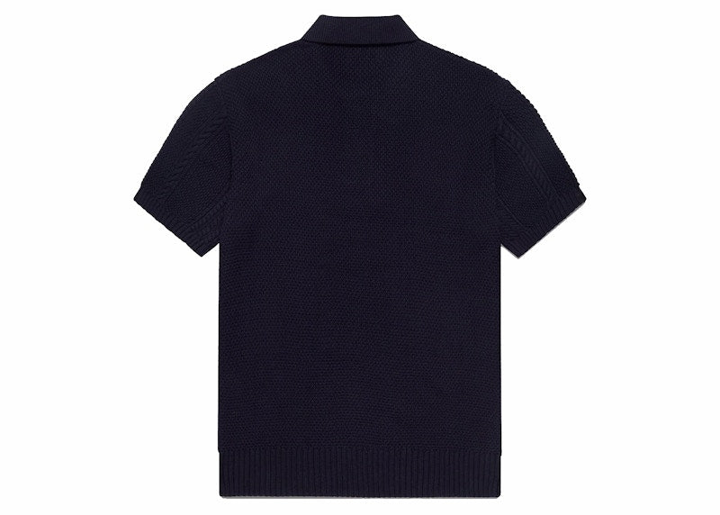 OVO Cable Knit Polo Navy