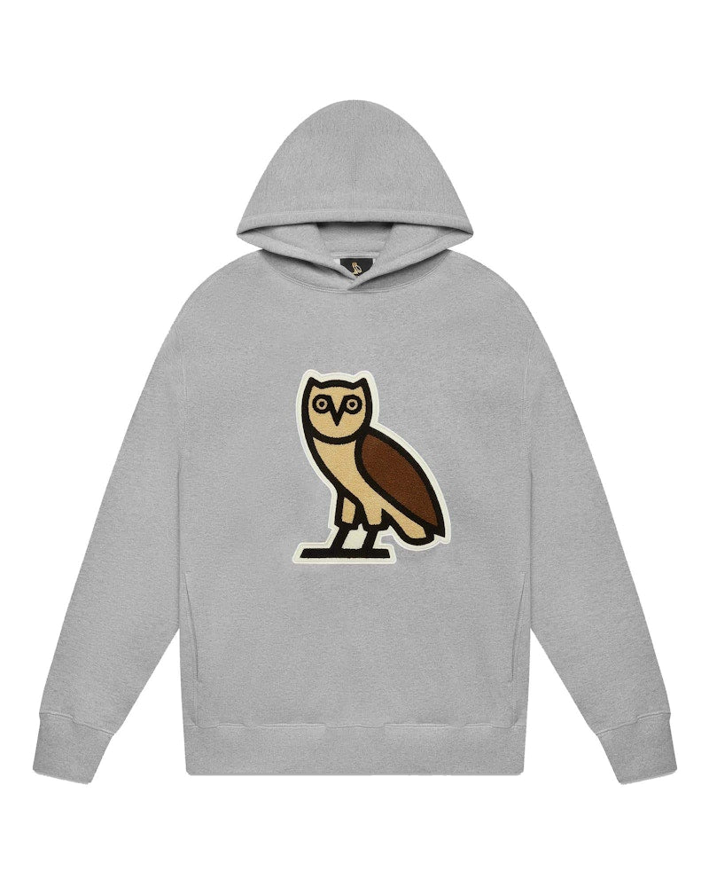 OVO Chenille Bubble Owl Hoodie Heather Grey