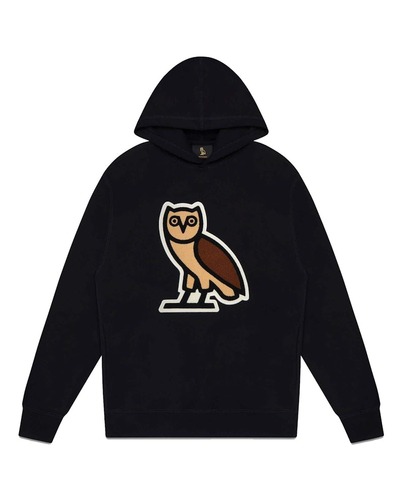 OVO Chenille Bubble Owl Hoodie Hoodie Black