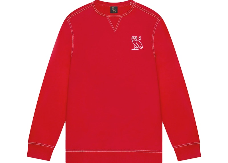 OVO Contrast Stitch Crewneck Red