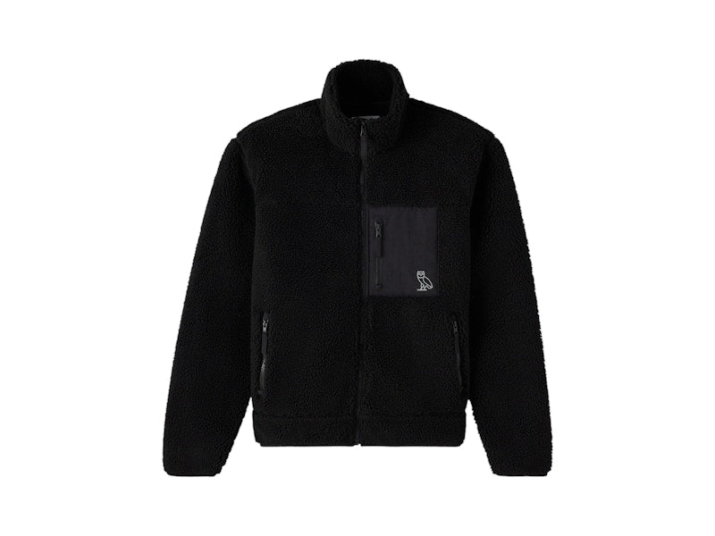 OVO Deep Pile Sherpa Fleece Zip Jacket Black