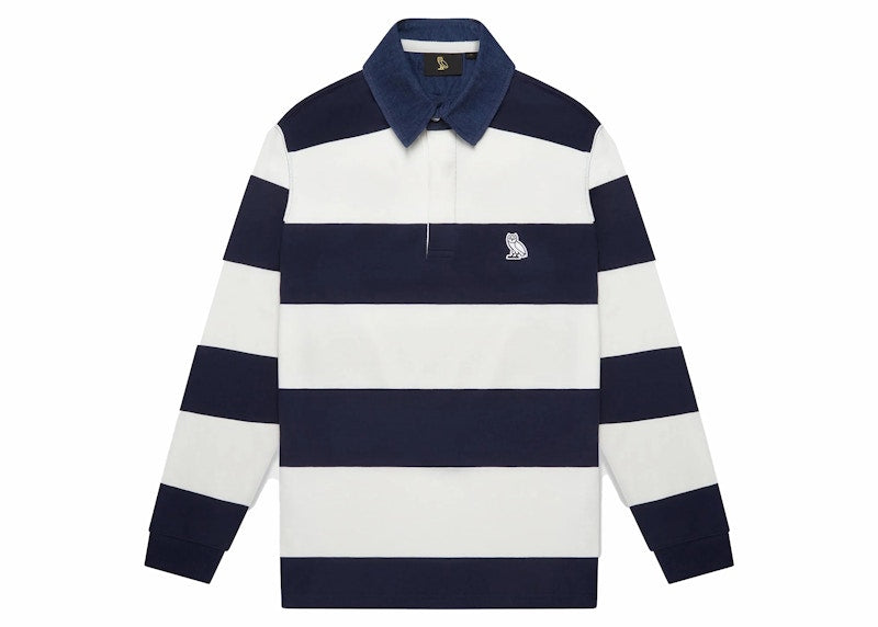OVO Denim Collar Rugby Shirt Navy/Cream