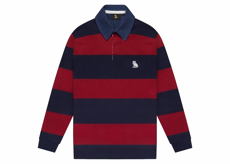 OVO Denim Collar Rugby Shirt Red/Navy