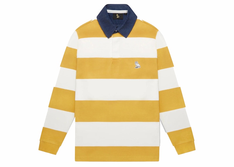 OVO Denim Collar Rugby Shirt Yellow/Cream