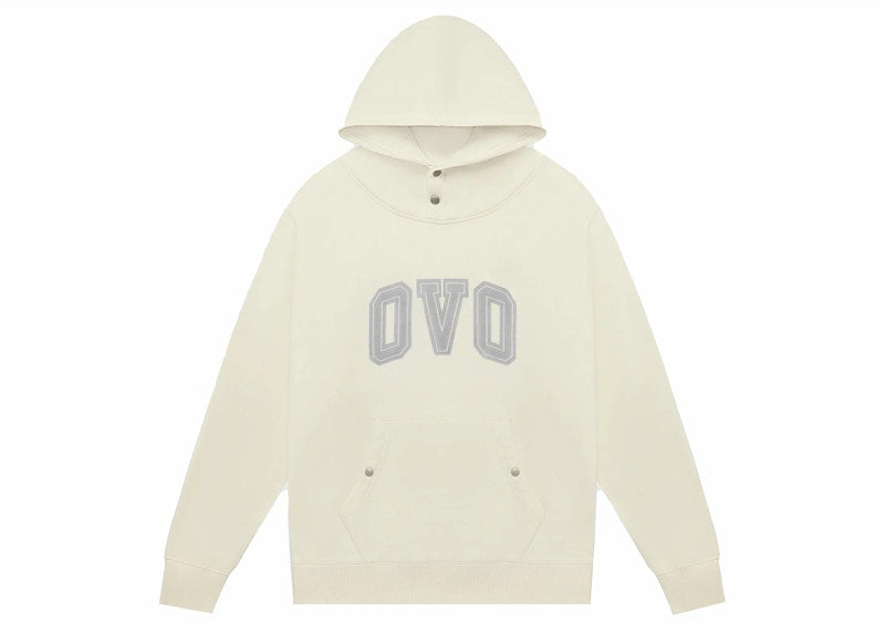 OVO Heavyweight Fleece Snap Hoodie Stone