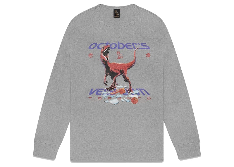 OVO Jurassic Park Longsleeve T-shirt Heather Grey