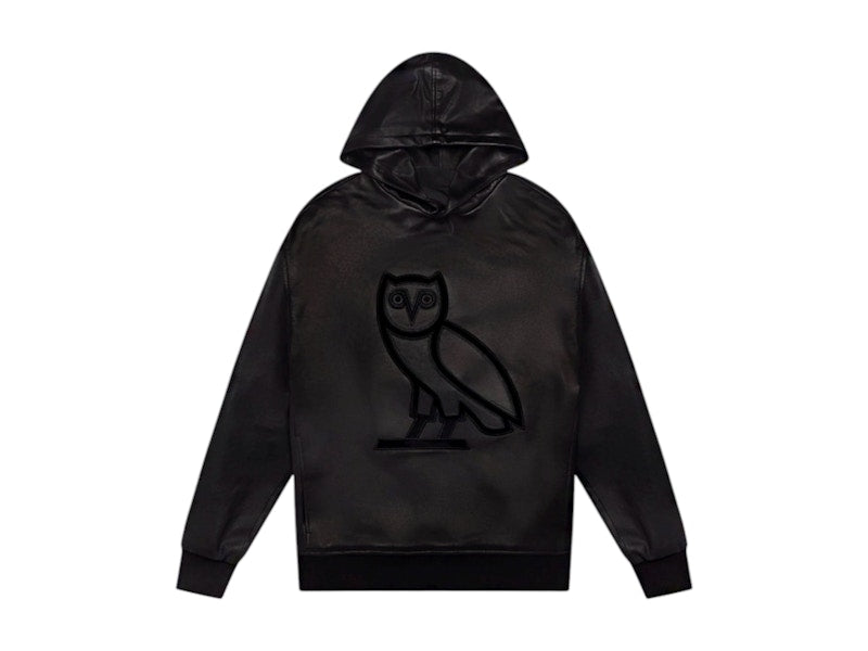 OVO Leather OG Owl Hoodie Black