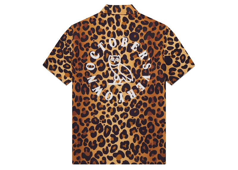 OVO Leopard Print Camp Shirt Orange